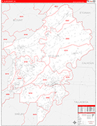 St. Clair County Wall Map Red Line Style